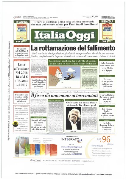 Italia oggi : quotidiano di economia finanza e politica